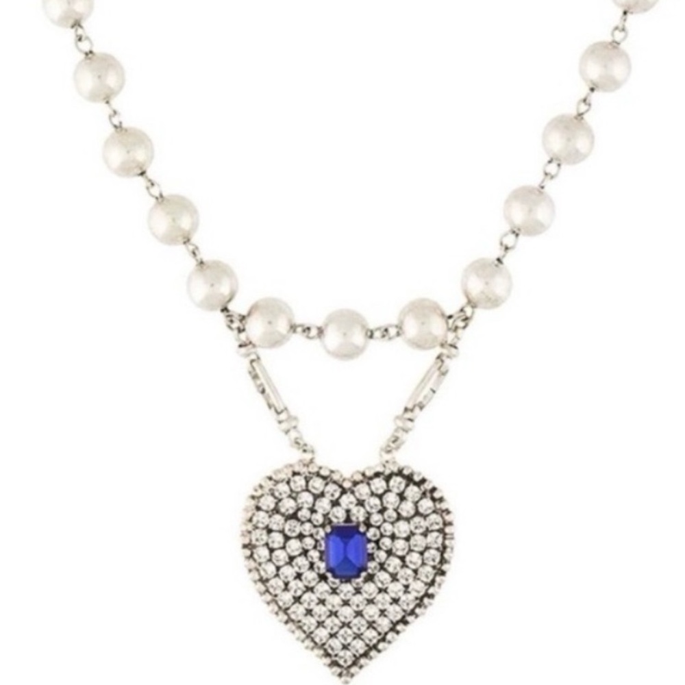 $245 Dannijo Blue Crystal Heart Necklace